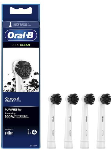 Oral-B Pure Clean Opzetborstel - Houtskool - 4 Stuks