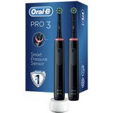 Oral-B Pro 3 3900 - Elektrische Tandenborstels - Duoverpakking - Grijs - Inclusief 2 Handvatten en Oplader