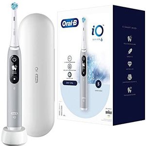 Oral-B iO - 6 - Grijze Opaal Elektrische Tandenborstel, 1 Handvat Met Zwart-witdisplay, 1 Opzetborstel, 1 Reisetui, Ontworpen Door Braun