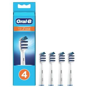 Oral-B Trizone Elektrische tandenborstelkop, 4 stuks, tandplakverwijderaar, 3 borstelharen zones voor diepe reiniging, wit