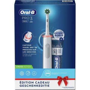 Oral-B Pro 3 3800 Cross Action - Wit - Elektrische Tandenborstel met Gratis Tandpasta