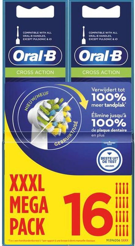 Oral B - Cross Action - Megapak XXXL 16 stuk - navulborstels