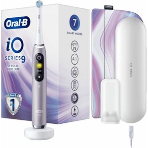 Oral-B iO9 Elektrische tandenborstel met oplaadbare handgreep, magnetische technologie van bruin, 1 vervanging, kleurendisplay, oplader, magnetische hoes en reisetui