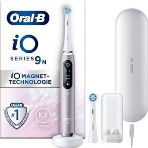 Oral-B iO 9N Roze Quartz Elektrische Tandenborstel, 2 Opzetborstels, 1 Oplaadreisetui, Ontworpen Door Braun