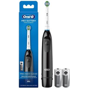 Oral-B Pro Batterie, Precision Clean Tandenborstel, tandenborstelkop, verwijdert tandplak, 2 batterijen inbegrepen, zwart