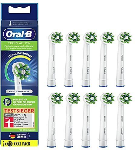 Oral-B CrossAction Opsteekborstels voor elektrische tandenborstel, 10 stuks, volledige mondreiniging met CleanMaximiser-borstelharen