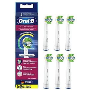 Oral-B Dieptereiniging, opzetborstels voor elektrische tandenborstel, 6 stuks, met CleanMaximiser-borstelharen voor diepe reiniging tussen de tanden, tandenborstelopzetstuk voor Oral-B tandenborstels