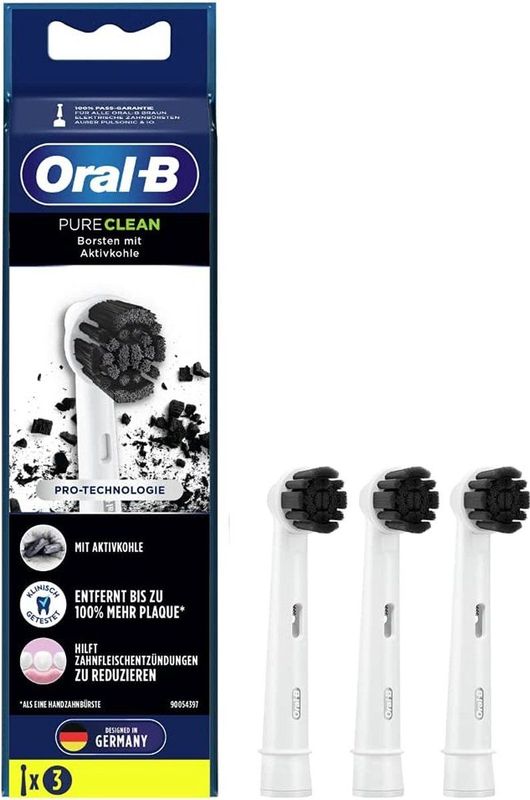 Oral-B Pure Clean Charcoal Opzetborstels - 3 stuks