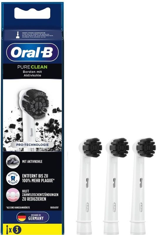 Oral-B Pure Clean Charcoal Opzetborstels - 3 stuks