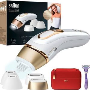 Braun SilkÂ·expert Pro 5 PL5387 - IPL voor vrouwen, IPL voor vrouwen, epilator met pulserend licht, semi-permanente ontharing voor thuis, wit/goud
