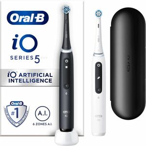 Oral-B - iO 5 - Elektrische Tandenborstel - Zwart & Wit - 2 Stuks