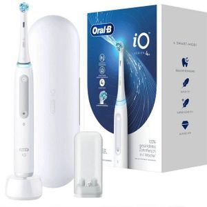 Oral-B iO Series 4, elektrische Zahnbürste mit Magnet-Technologie, 4 Putzmodi, Reiseetui, Quite White