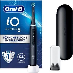 Oral-B iO 5N Zwart Elektrische Tandenborstel, 1 Opzetborstel, 1 Reisetui, Ontworpen Door Braun