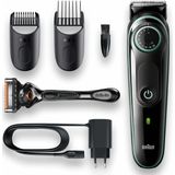 Braun Baardtrimmer 3, Trimmer Voor Mannen, Tondeuse Voor Haar En Gezicht Voor Heren, Levenslang Scherpe Bladen, Trimmer For Men, 39 Lengte-Instellingen, BT3341, Zwart/Groen