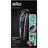 Braun Baardtrimmer 3, Trimmer Voor Mannen, Tondeuse Voor Haar En Gezicht Voor Heren, Levenslang Scherpe Bladen, Trimmer For Men, 39 Lengte-Instellingen, BT3341, Zwart/Groen