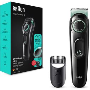 Braun BeardTrimmer 3 BT3323 AC/Batterij 20 1 cm Zwart, Groen