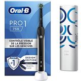 Oral-B Pro 1 750 Elektrische tandenborstel zwart met 3D-technologie, 1 reisetui, 1 borstel