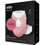 Braun Silk-épil 3 -277 Epilator Voor Langdurige Ontharing, Scheer- en Trimmerkop, Wit/roze