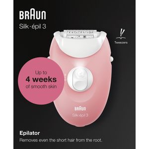 Braun Silk-épil 3 3-176 Epilator voor langdurige ontharing, wit/roze