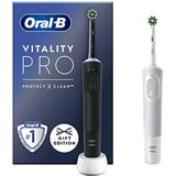 Oral-B Vitality Pro Dual Pack, zwart-wit elektrische tandenborstels, 2 tandenborstelkoppen, ontworpen door Braun