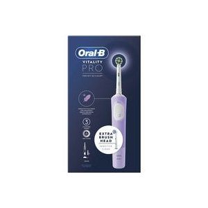 Oral-B Vitality Pro elektrische tandenborstels voor volwassenen, 1 handvat, 2 tandenborstelkoppen, 3 poetsmodi inclusief Sensitive Plus, 2-pins UK-stekker, paars