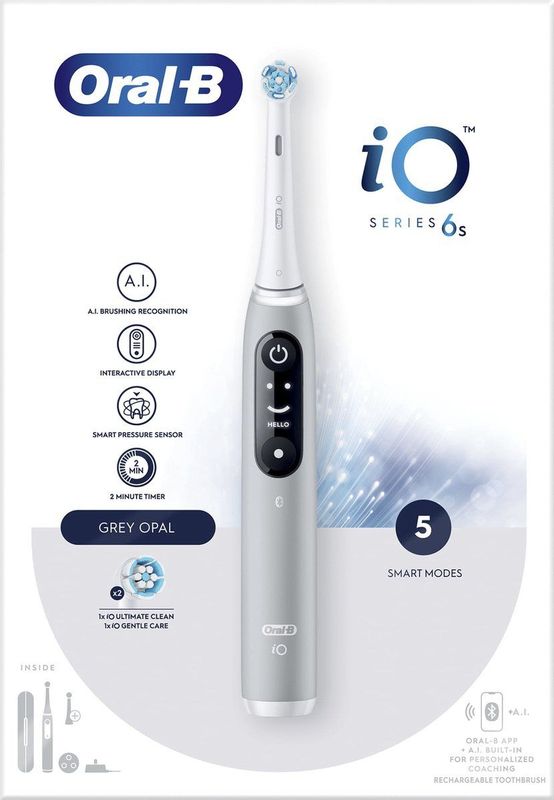 Oral B iO 6S Volwassene Vibrerende tandenborstel Grijs, Wit