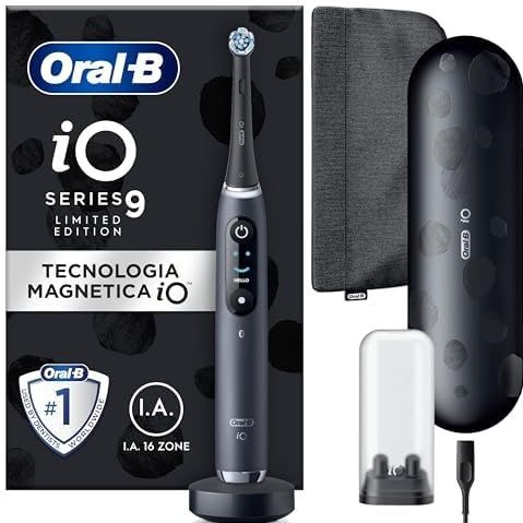 Oral-B iO Series 9 Special Edition, elektrische tandenborstel, Bluetooth-verbonden, 7 poetsmodi, 1 reisetui, 1 tas, zwart