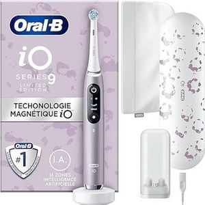 Oral-B iO Series 9 Special Edition, elektrische tandenborstel, Bluetooth-verbonden, 7 poetsmodi, 1 reisetui, 1 tas, rozenkwarts