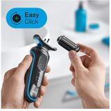 Braun Series 5 51-B1000s Elektrisch Scheerapparaat Voor Mannen, EasyClean Wet & Dry, Oplaadbaar, Draadloos Scheerapparaat, Blauw