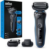 Braun Series 5 51-B1820s Elektrisch Scheerapparaat Voor Mannen Met EasyClick Precisietrimmer- En Stoppelbaardtrimmeropzetstukken, EasyClean, Wet & Dry, Oplaadbaar, Draadloos Scheerapparaat, Blauw