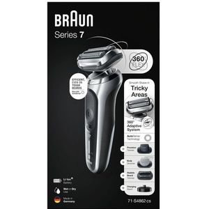 Braun Series 7 71-S4862cs - Elektrisch Scheerapparaat Mannen - Met 3 EasyClick-opzetstukken - Oplaadstandaard - Zilver