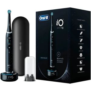 Oral-B iO Series 10 Elektrische tandenborstels, 7 poetsmodi voor tandverzorging, iOSense kleurenscherm, reisetui, ontworpen door bruin, Valentijnscadeau voor hem/haar, kosmisch zwart