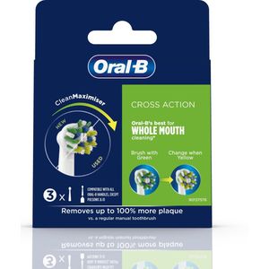 Oral-B - CrossAction Opzetborstel - Verpakking Van 3 Stuks - CleanMaximiser-technologie