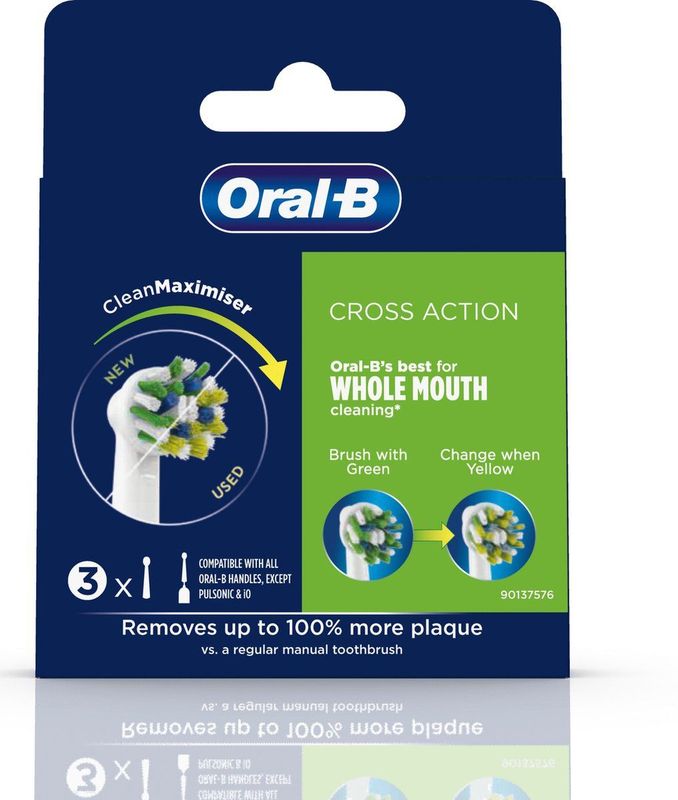 Oral-B - CrossAction Opzetborstel - Verpakking Van 3 Stuks - CleanMaximiser-technologie