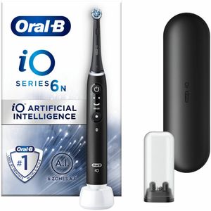 Oral-B iO 6N Elektrische Tandenborstel Zwart Lava - Geen Tandpasta - Tandenborstel met 4 Opzetborstels