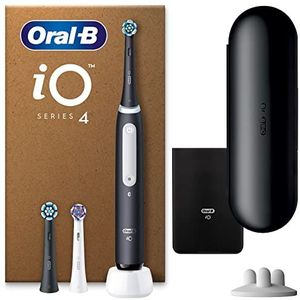 Oral B Oral-B iO 4 Zwarte Plus Edition Elektrische Tandenborstel, 3 Opzetborstels, 1 Reisetui, Ontworpen Door Braun,Mat Zwart