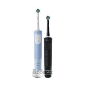 Oral-B Vitality Pro Elektrische tandenborstel/elektrische tandenborstel, dubbele verpakking, 3 poetsmodi voor tandverzorging, ontworpen door bruin, blauw/zwart