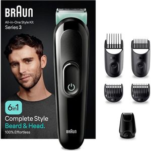 Braun - Mgk3411 - 6-in-1 Baard- en Gezichtsshaver - Zwart - Met Accessoires