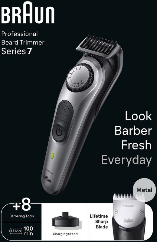 Braun BeardTrimmer 7 BT7420 Batterij/Accu 40 2 cm Zwart, Grijs