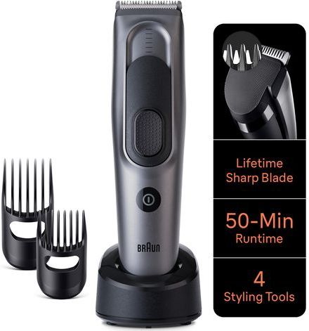 Braun - HC7390 - Haartrimmer - Zwart/Grijs - Draadloos - 50 min Gebruikstijd