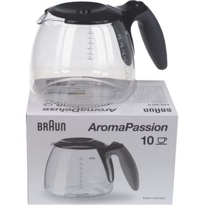 Braun koffiekan BRSC012, glazen karaf met inklapbaar kunststof deksel, accessoires voor Braun CafeHouse koffiezetapparaat, voor maximaal 10 kopjes, vaatwasmachinebestendig, zwart
