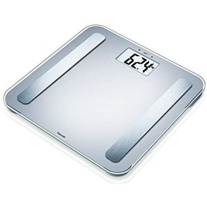 Beurer BF 183 Personenweegschaal - Lichaamsanalyse - BMI - BMR - Visceraal vet - Digitaal - XL Display - Tot 180 kg - 30 x 30 cm - Veiligheidsglas - 10 Gebruikersgeheugen - Incl. batterijen - 5 Jaar garantie - Grijs