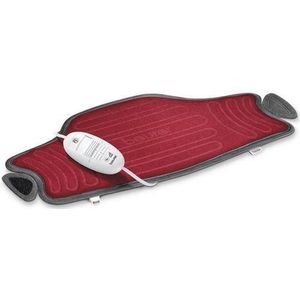 Beurer HK 55 Easyfix Elektrisch Warmtekussen - Heating pad - Warmteband - Voor nek, rug, buik, spieren - 59 x 30 cm - Snelle opwarming - Automatische uitschakeling - Velours - Machinewasbaar - 3 Jaar garantie - Rood/grijs