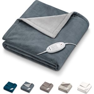 Beurer Warmtedeken Test: zeer goed Luxe elektrische bovendeken Zacht Fleece HD 75 Antraciet