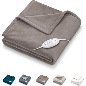 Beurer HD 75 Warmtedeken - Test: zeer goed - 180 x 130 cm - 6 Warmtestanden - Luxe elektrische bovendeken - Automatische uitschakeling - Fleece - Machinewasbaar - 3 Jaar garantie - Taupe