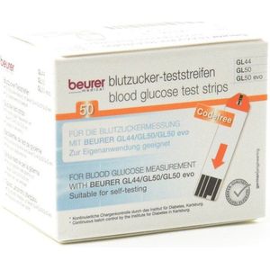 Beurer GL 44/50/50 evo Teststrips voor Bloedsuikermeter - Bloedglucosemeter - 50 Stuks - Codevrij