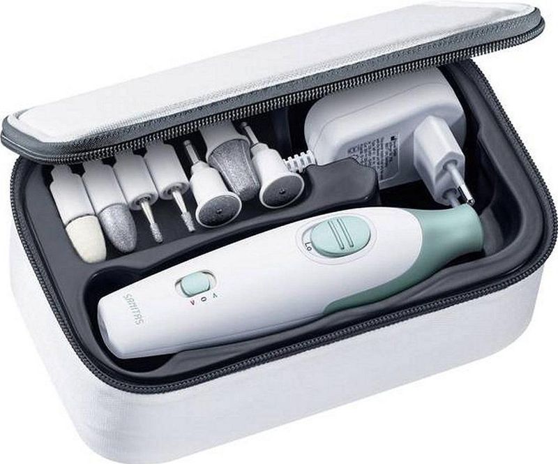 Sanitas - SMA 36 - Elektrische Manicure en Pedicure Set - Wit/Groen - 7 Opzetstukken, 2 Standen, Links- en Rechtsdraaiend