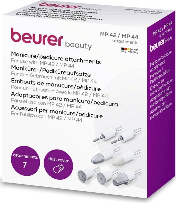 Beurer MP 42/MP 44 Manicure- en pedicure opzetstukken - Set van 7 opzetstukken van saffier en vilt - Beschermkapje