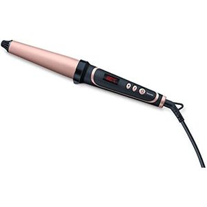 Beurer HT 62 kegelvormige krultang met coating van keramiek en keratine, snelle opwarming, automatische uitschakelfunctie en soft-touchoppervlak, inclusief hittebestendige veiligheidshandschoen