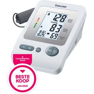 Beurer BM 26 Bloeddrukmeter bovenarm - Beste koop Consumentenbond 2025 - Herkent Hartritmestoornissen - Inc. Manchet (22 - 23 cm) & Opbergetui - Voor 4 Gebruikers - Sla je Meetresultaten Veilig op - 5 jaar Garantie
